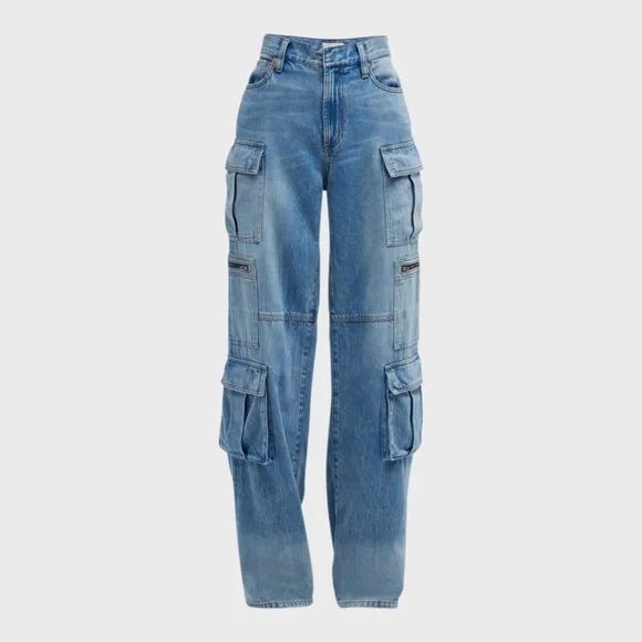 Alice + Olivia baggy denim cargo pants size 32 $395 retail - Picture 15 of 16